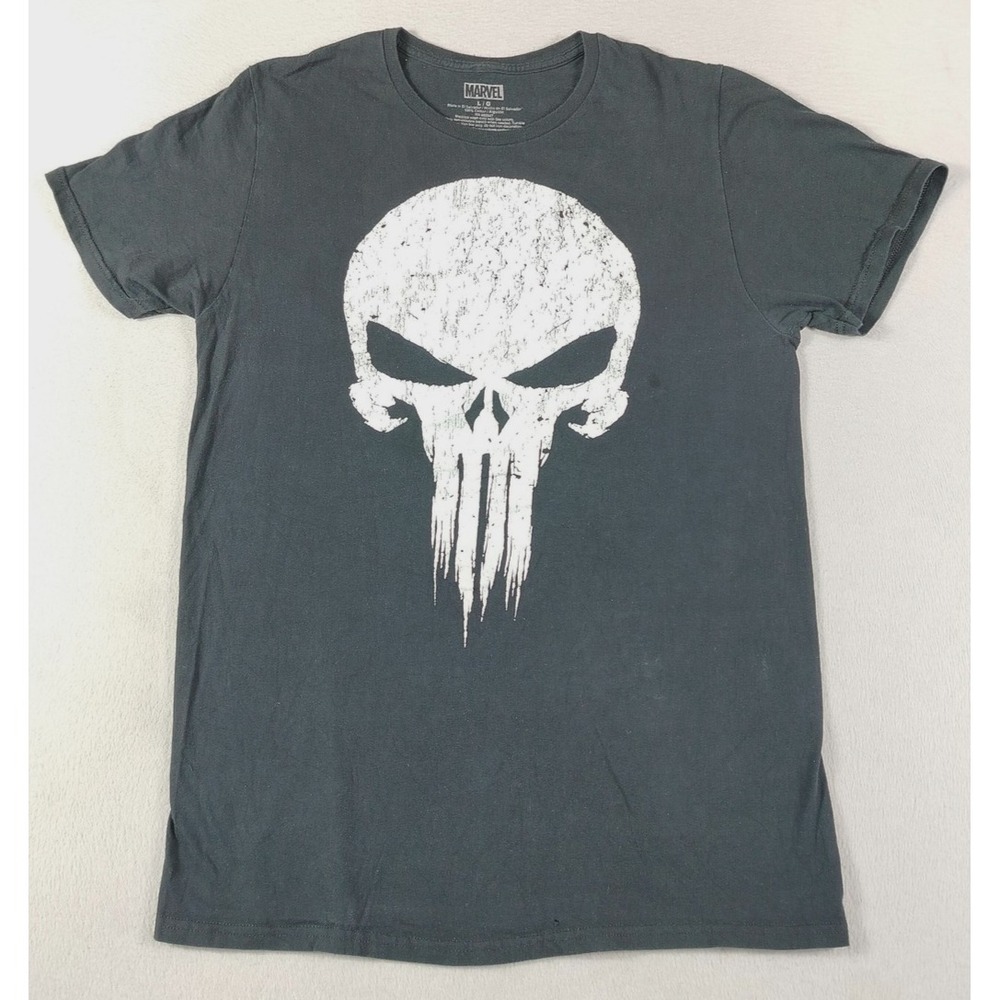 Marvel The Punisher Shirt Mens Large Black Skull Graphic Tee Tagless Superhero
